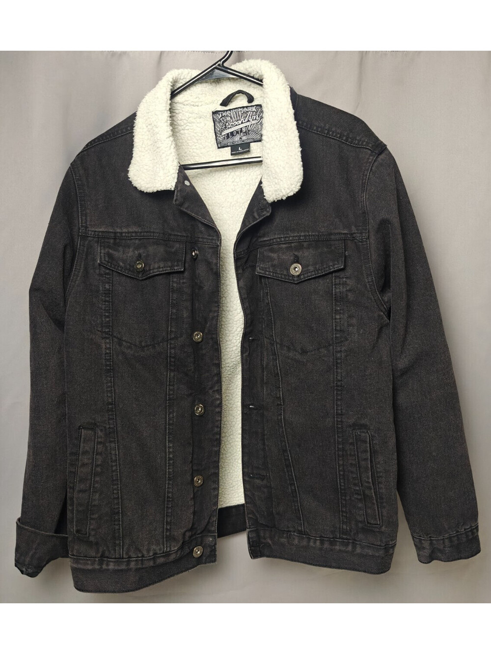 Brooklyn Cloth Sherpa Lined Corduroy Trucker Jacket in Size Large